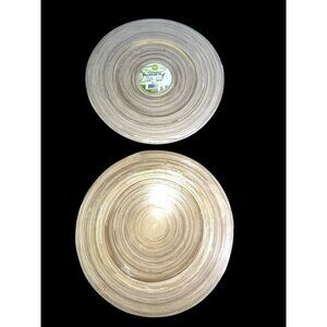 NEW 2 Spun Bamboo Charger Plate Table Ware Dinner 13" Light Tan Sturdy By Core